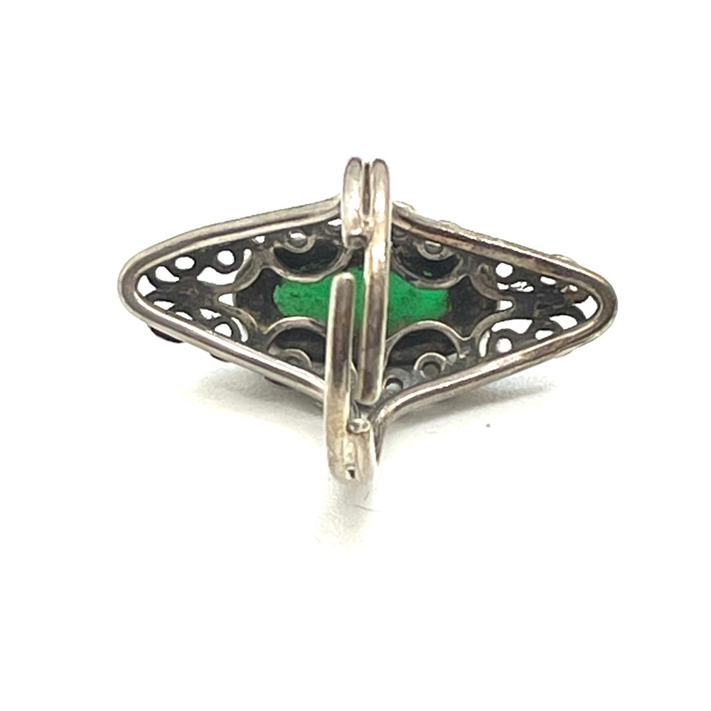 Sterling Green Stone Adjustable Ring - image 3